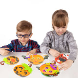 MALLMALL6 9Pcs Halloween Theme Paper Plate Art Kits for Kids Early Learning DIY Craft Sticker Card Parent-Child Games Activity Art Project Classroom Party Supplies for Preschool Toddler Boys Girls