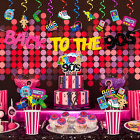 MALLMALL6 42pcs 1990s Party Decoration Set Back to the 90s Glitter Banner I Love 90s Cake Topper 90’s Throwback Rock and Roll Hanging Swirls Centerpieces Party Supplies for 90’s Retro Birthday Party