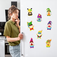 MALLMALL6 8Pcs Gnome Fridge Magnets Craft Kit with 8 Kinds Cartoon Elves Characters Felt Cloth Handicrafts Summer Theme home kitchen decoration Parent-kid Interactive Games Activities for Kids