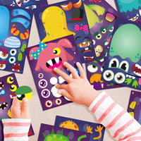 MALLMALL6 40Pcs Monsters Make a Face Stickers Sheets Birthday Halloween Party Supplies Little Monster Party Favor DIY Art Crafts Games Make Your Own Sticker Baby Shower Decorations for Kids Boys Girls