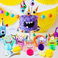 MALLMALL6 12Pcs Monster Honeycomb Centerpieces Party Table Decorations Monsters Themed Birthday Party Supplies Double Sided Table Topper Baby Shower Party Favors Photo Booth Props Room Decor for Kids