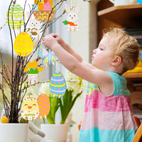 MALLMALL6 60Pcs Easter Wooden DIY Art Crafts for Kids Early Learning Painting Kits Unfinished Art Project Preschool Classroom Activities Painting Your Own Ornaments Party Gifts Decor for Tree Home