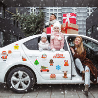 MALLMALL6 21pcs Xmas Reflective Magnet Car Decorations Merry Christmas Waterproof Fridge Magnets Santa Elk Snowman Magnetic Ornament Honeycomb Texture Design Vehicle Accessory for Home Party Supplies