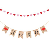 MALLMALL6 XOXO Burlap Banner Valentine's Day Banner with Pink Red Glittery Heart Garland No DIY Valentines Decorations Wedding Anniversary Engagement Bridal Shower Party Favors for Room Fireplace