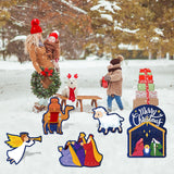 MALLMALL6 5Pcs Merry Christmas Holy Nativity Yard Signs Xmas Angel Jesus Virgin Mary Waterproof Lawn Garden Backyard Large Sign with Stakes Ornaments for Outdoor Party Decoration Supplies Photo Prop