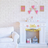 MALLMALL6 Little Sweetheart Banner Cake Topper Set for Valentine's Day Baby Shower Party Favors Golden Pre-assembled Glittery Sign Pregnancy Celebration New Born Party Cake Decorations for Boy Girl