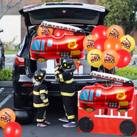 MALLMALL6 56Pcs Fire Truck Balloons Birthday Party Supplies Fire Engine Jumbo Aluminum Foil Balloon Mylar Helium Balloon Party Decorations Latex Balloon Fire Firefighter Party Favors for Kids