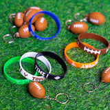 MALLMALL6 36Pcs Football Silicone Bracelets and Keychains Kit Sport Game Time Motivational Wristbands Rubber Key chain Unisex Birthday Party Favors School Carnival Reward for Teen Award Gift	Fillers