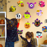 MALLMALL6 15pcs Halloween Paper Plate Art Kit for Kid 3D Pumpkin DIY Craft Sticker Games Trick or Treat Early Learning Artwork Project Halloween Party Favor Supplies for Toddler Preschool Activities