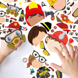 MALLMALL6 36Pcs Firefighter Sticker Make a Face Stickers Fireman Birthday Party Supplies Baby Shower Party Favors Party Decorations Room Decor Fire Chief Sticker DIY Crafts Games for Kids Boys Girls