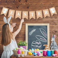 MALLMALL6 2Pcs Easter Banner Bunny and Carrot Felt Garland Pre-Strung Burlap Banner No DIY Sign Hanging Set for Easter Day Spring Party Decoration Supplies for Fireplace Outdoor Home