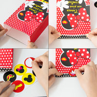 MALLMALL6 24Pcs Mouse Candy Treat Bags Party Favor Paper Bags Birthday Party Goodie Bags Mouse Themed Party Dessert Bags with Mousey Stickers for Kids