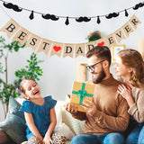 MALLMALL6 2Pcs Best Dad Ever Banners Happy Father’s Day Linen Burlap Banner Beard Mustache and Necktie Garland Bunting Flag Party Supplies Daddy's Day Party Favor Room Decorations Family Photo Props