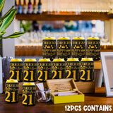 MALLMALL6 12Pcs 21th Happy Birthday Beer Can Sleeves Set Twenty-one Years Old Theme Party Decoration Favor Supplies Black and Gold Cheers Beer Bottle Cover Soda Beverage Can Decor Gift for Men Women