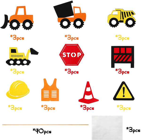 MALLMALL6 30Pcs Construction Centerpiece Sticks Birthday Party Supplies Table Toppers Decorations Dump Trucks Engineering Vehicle Car Excavator Room Decor Party Favors Photo Booth Props for Kids