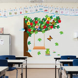 MALLMALL6 198Pcs Classroom Tree Bulletin Board Decor Seasonal Tree Autumn Spring Summer Winter Cutouts Border Set Four Seasons Chalkboard Wall Decorations for Kindergarten Elementary School Home