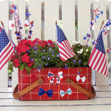 MALLMALL6 6 Rolls 4th of July Burlap Wired Ribbons Independence Day Red White Blue Mesh Stars and Stripes Ribbon LAND OF THE FREE Theme Decoration Wreath Party Wrapping for USA Patriotic Activity