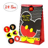 MALLMALL6 24Pcs Mouse Candy Treat Bags Party Favor Paper Bags Birthday Party Goodie Bags Mouse Themed Party Dessert Bags with Mousey Stickers for Kids