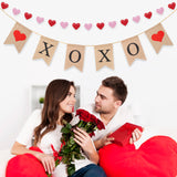 MALLMALL6 XOXO Burlap Banner Valentine's Day Banner with Pink Red Glittery Heart Garland No DIY Valentines Decorations Wedding Anniversary Engagement Bridal Shower Party Favors for Room Fireplace